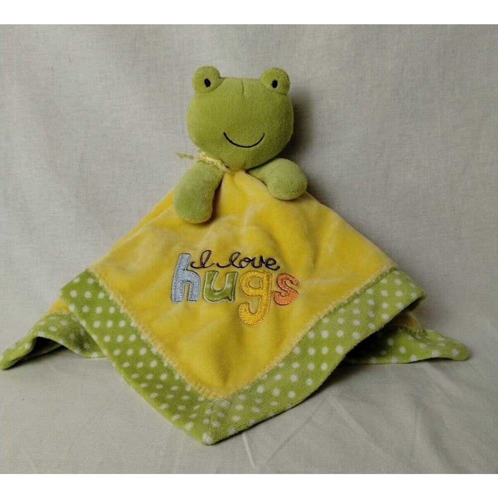 Carter’s Frog I Love Hugs Rattle Baby Blanky Security Blanket Lovey Soft Plush